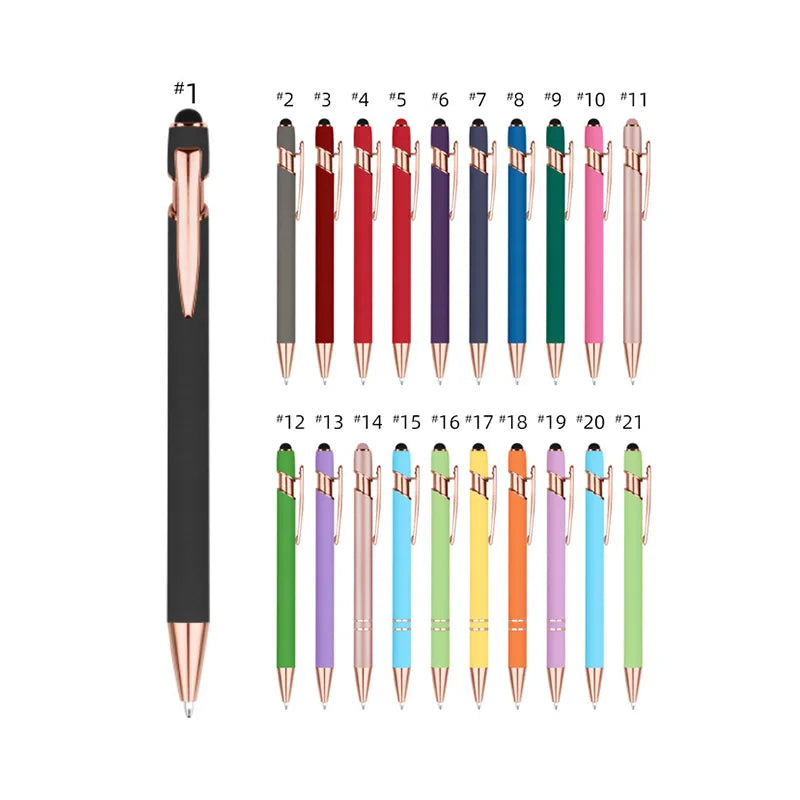 KTX-848595 Rose Gold Custom Logo Soft Touch Screen Pen with Rubber Grip for Mobile Devices