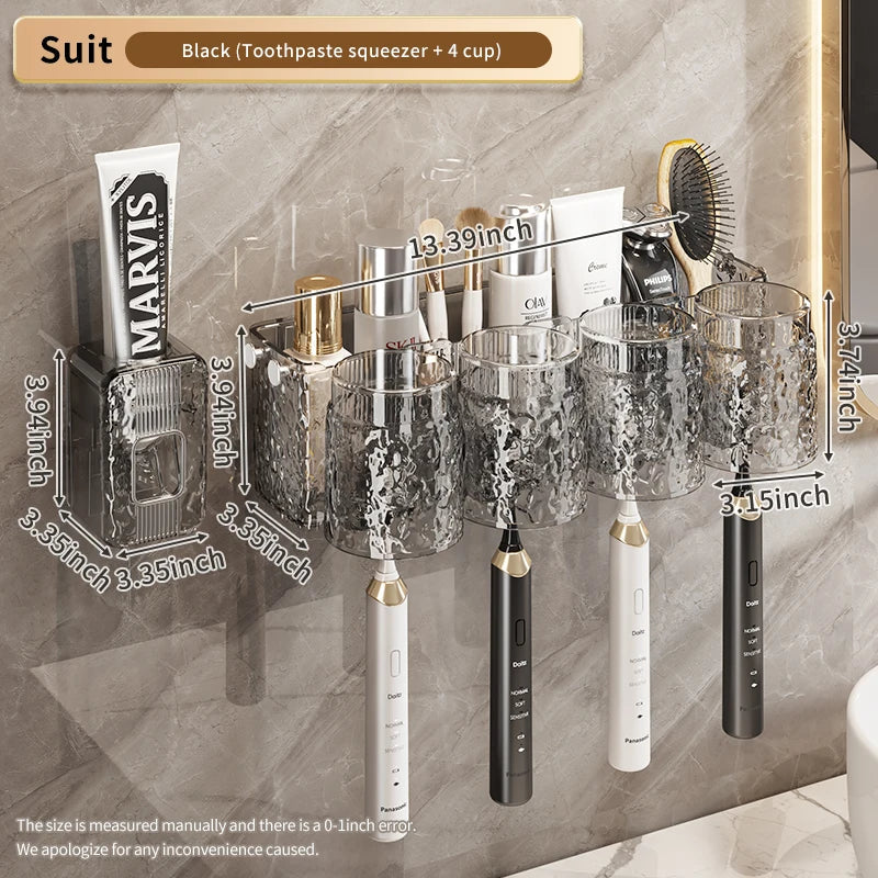 KTX-956243 Eco-Friendly Transparent Wall Hanging Toothbrush and Cosmetic Cup Holder for Bathroom