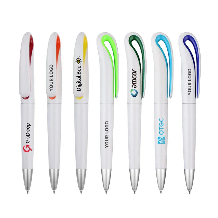 KTX-110739 Custom Plastic Ballpoint Pen with Logo, Twist Action, 1.0mm Black Ink, Lightweight Design