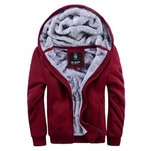 KTX-767507 Men's Jacket Sets Plush Padded Jacket Winter Sports Hoodie With Stand Collar Thick Canvas Material Hooded Baseball Clothing