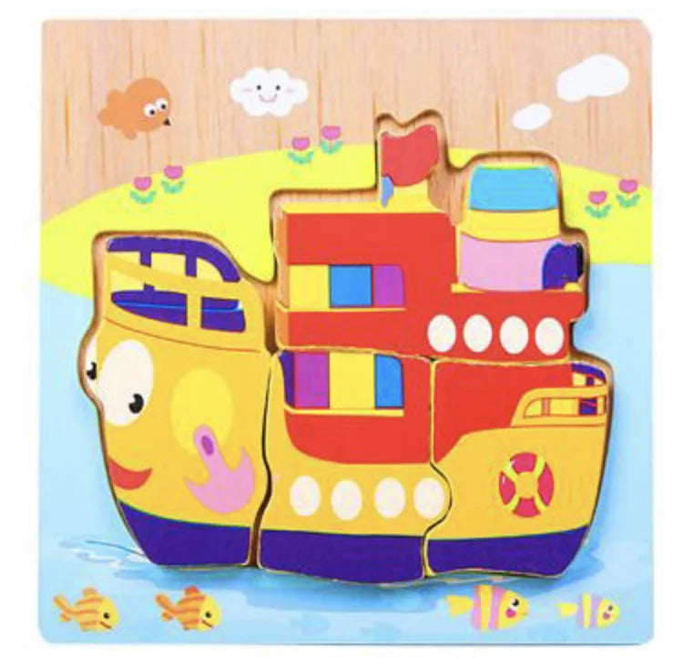 KTX-777619 Wooden Animal Puzzle Toy for Toddlers Age 1-3 - Educational and Interactive Learning Game