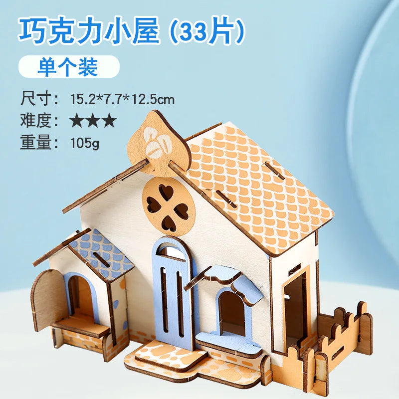KTX-925651 3D Wooden Puzzle Kit for Kids - Eco-Friendly DIY Educational Toy in Cartoon Style