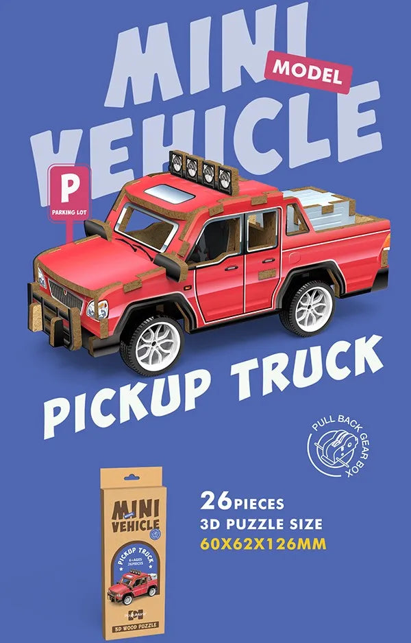 KTX-692051 3D Wooden Puzzle Car for Kids - DIY Assembly Educational Toy