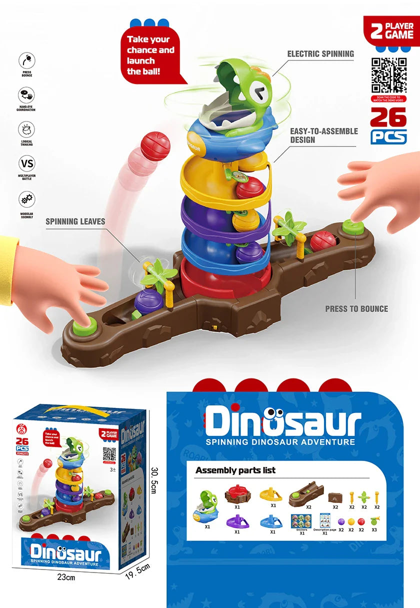 KTX-279571 Dinosaur Ball Drop Toy Set – Educational Rotating Ball Battle Game for Ages 5 and Up