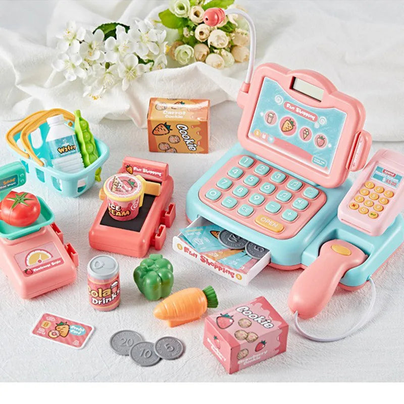 KTX-541715 Kids Cash Register Play Set with Scanner – Fun Supermarket Simulation Toy for Ages 2 to 13