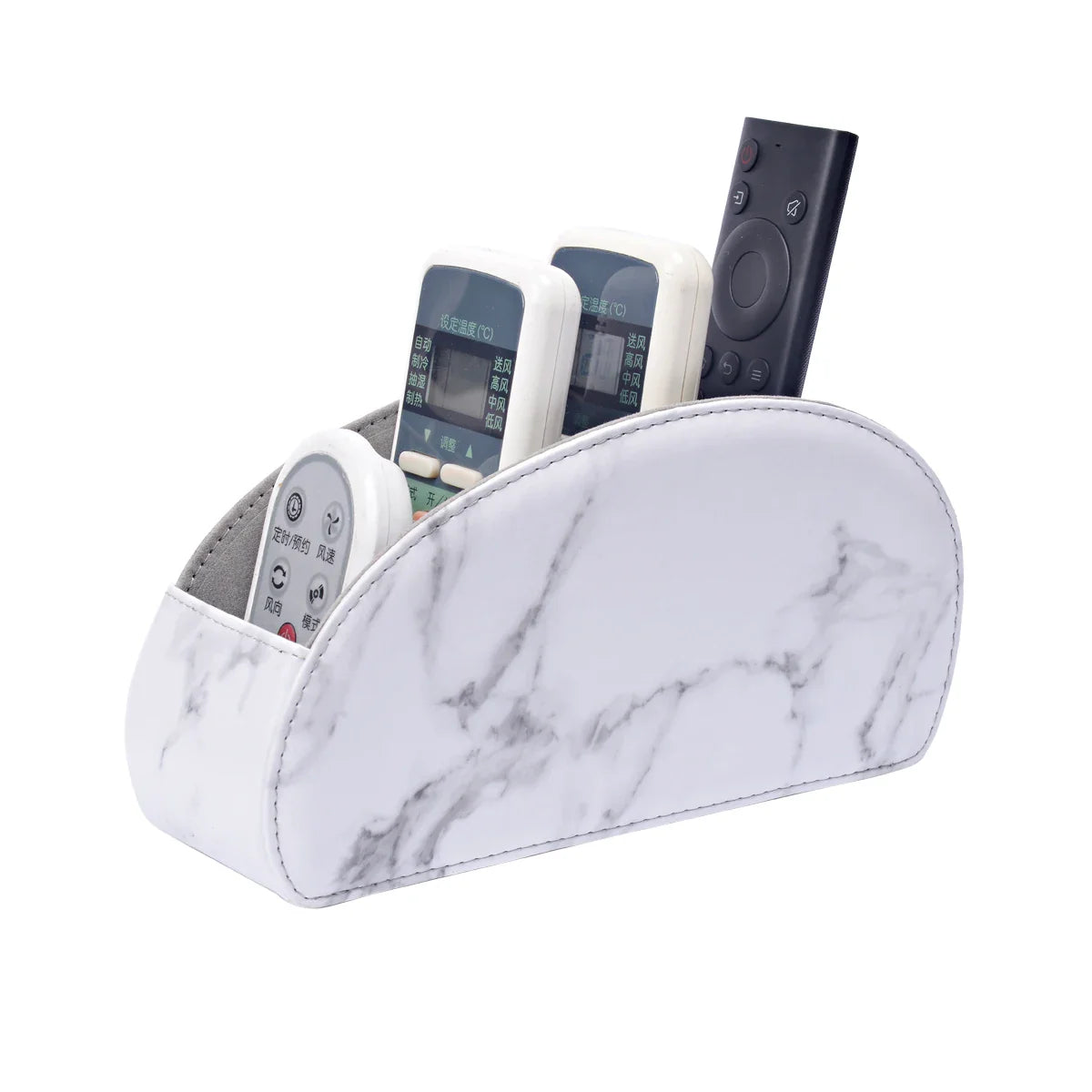 KTX-829715 Five-Compartment PU Leather Remote Control Holder for Organising and Desk Storage