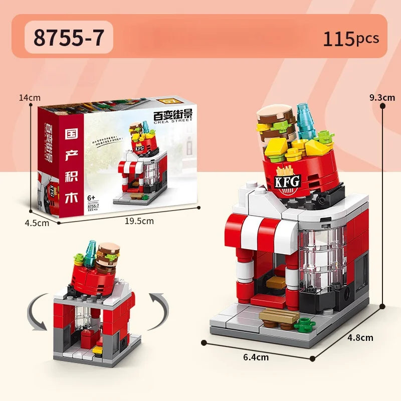 KTX-636179 8-in-1 Mini City Street View 3D Building Block Set for Kids