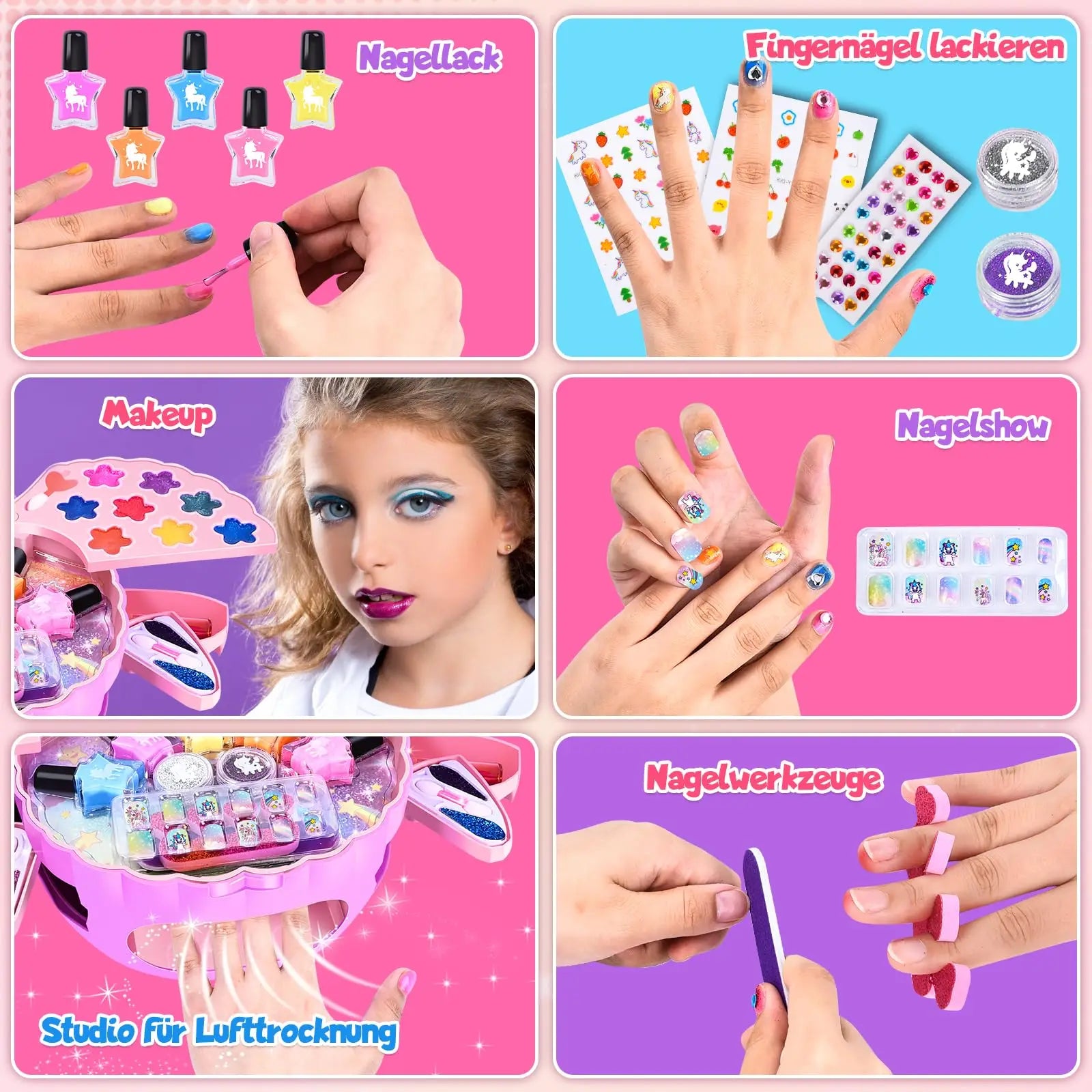 KTX-817363 Kids Nail Polish Machine Set - Creative Nail Art Salon for Girls Ages 2-14
