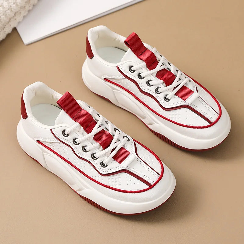 KTX-212755 YB6051-1 New Women's Sports Shoes Solid Color Autumn Breathable Increase Sole Sports Casual Shoes Versatile Board Shoes