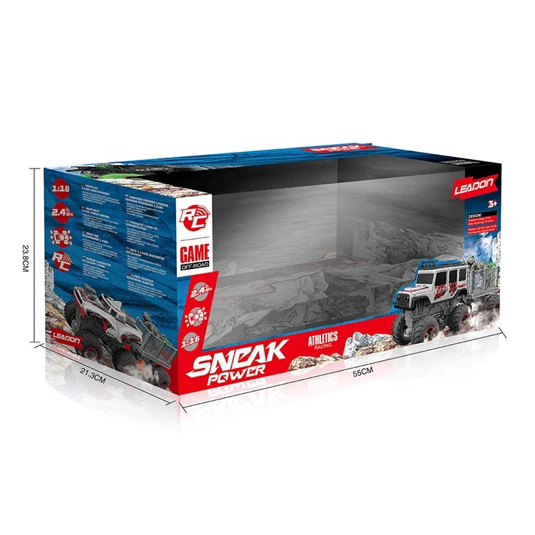 KTX-623059 6WD Off-road Remote Control Truck 1/16 Scale 2.4G High-Speed Electric Vehicle for Kids