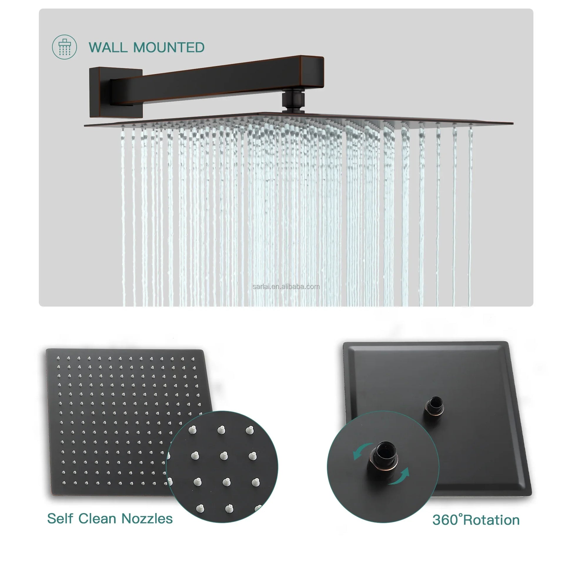 KTX-408851 Concealed Wall-Mounted Shower System with 10/12 Inch Stainless Steel Shower Head and Handshower