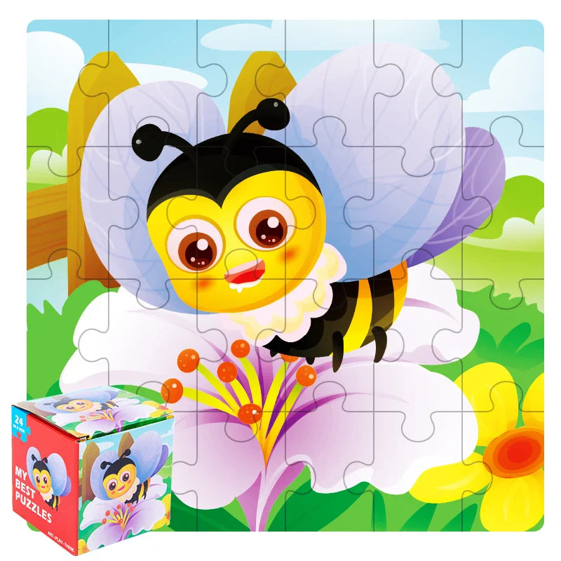 KTX-447635 24-Piece Wooden Jigsaw Puzzle for Early Childhood Education – Classic Montessori Toy for Babies, Kids, Boys and Girls
