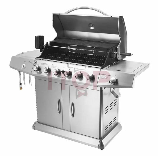 KTX-498579 Heavy Duty Outdoor Charcoal BBQ Grill with Trolley for Commercial Use