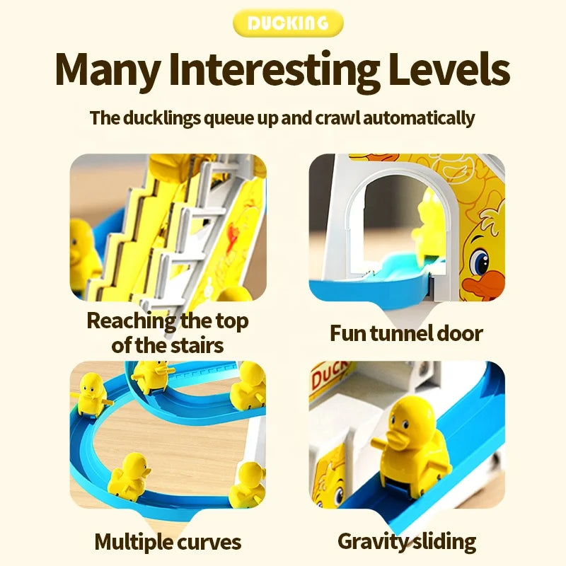 KTX-156179 Interactive Electric Duck Track with Lights and Music for Children - Sliding and Climbing Fun