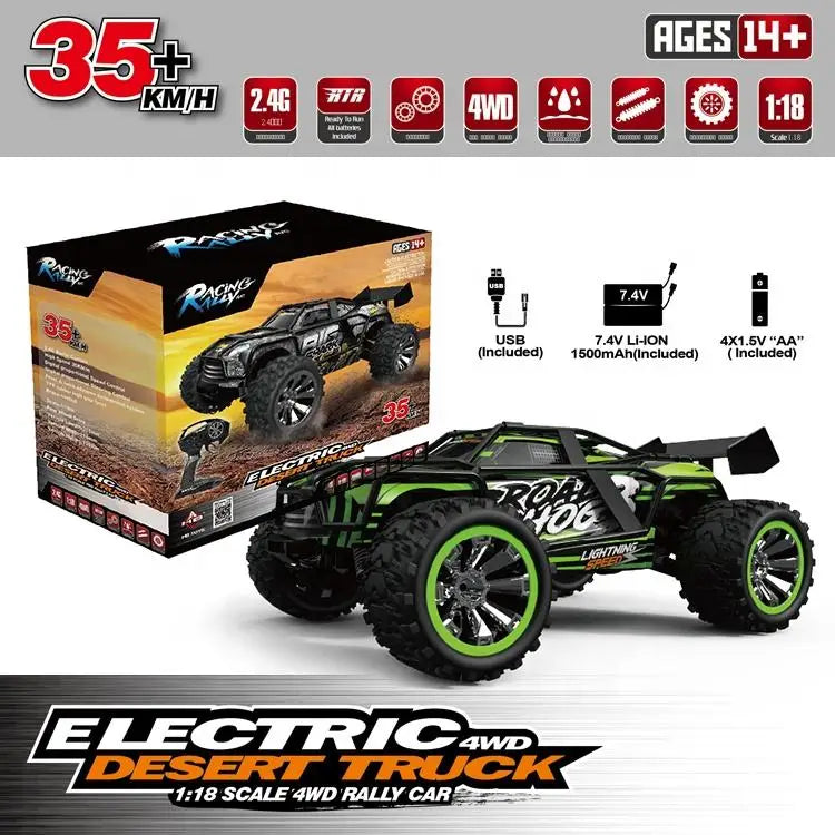 KTX-280723 1:18 Scale 2.4G Remote Control 4WD High-Speed On-Road Car, 35 km/h, 50m Range, TPR Wheels