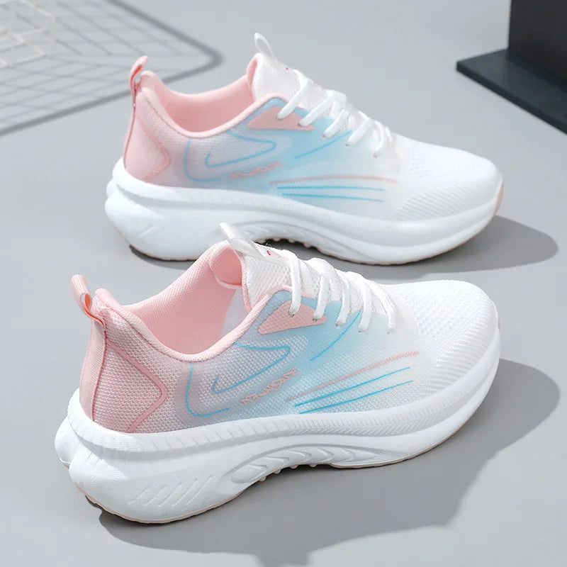 KTX-983379 K2506 New Women's Shoes Summer Mesh Shoes Breathable Thick Sole Elevated Casual Sports Women's Shoes