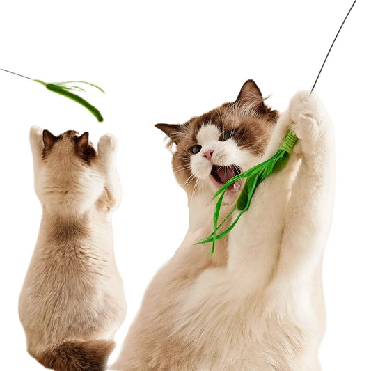 KTX-308883 Durable Interactive Cat Teaser Toy - 62CM Polyester & Metal Design