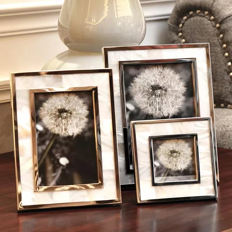 KTX-440467 Natural White Shell Photo Frame for 6/7/8 Inch Photos - Creative Desktop Decoration