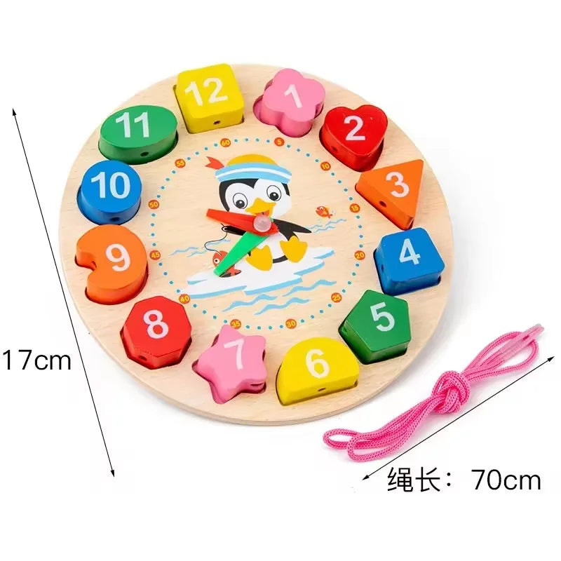 KTX-006675 Montessori Wooden Animal Math Clock and Musical Instrument Educational Toy Set for Kids