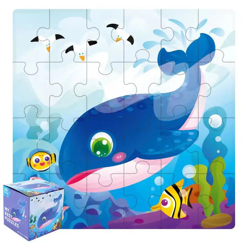 KTX-447635 24-Piece Wooden Jigsaw Puzzle for Early Childhood Education – Classic Montessori Toy for Babies, Kids, Boys and Girls