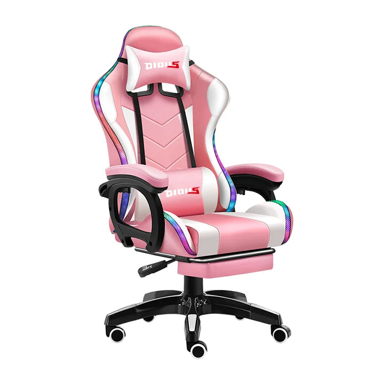 KTX-282195 Pink LED RGB Gaming Chair with Massage Function and Built-In Speakers