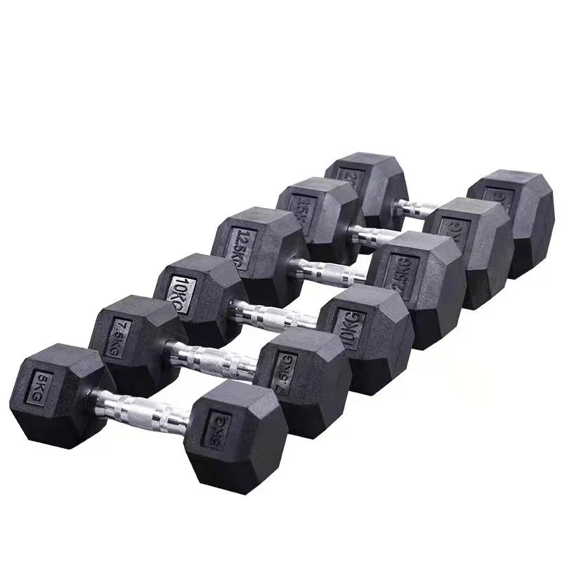 KTX-780499 Rubber Coated Hex Dumbbells for Professional Gym Use