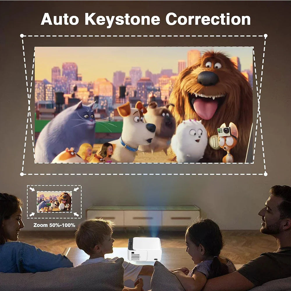 KTX-400275 Compact 4K LED Mini Projector with Android 13 for Home Theatre and Movie Experience