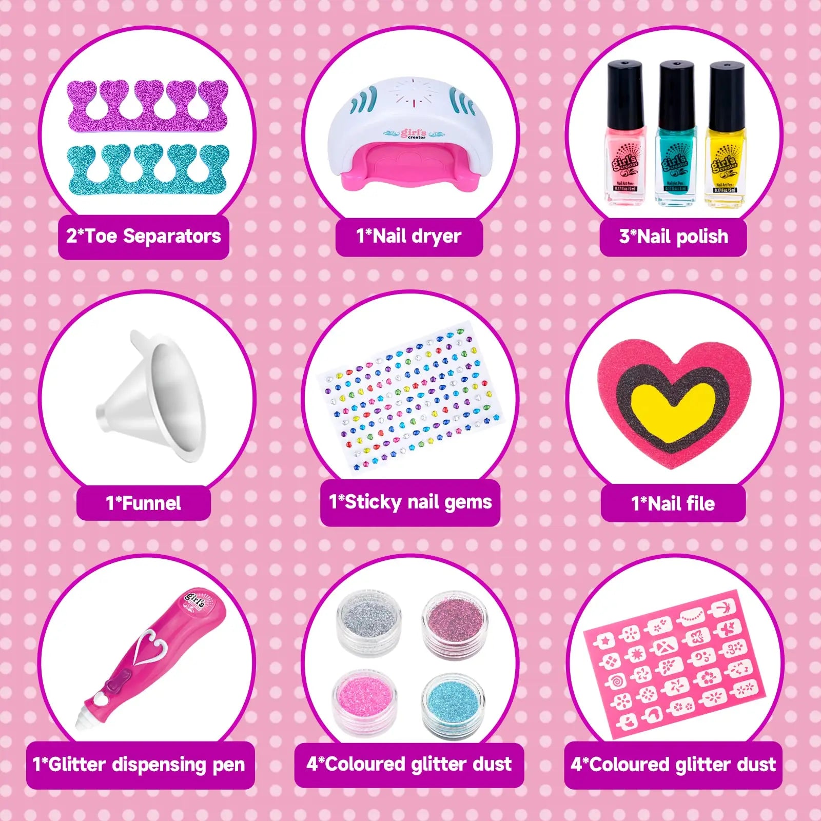 KTX-392531 Kids Nail Polishing Playset with Makeup Accessories for Ages 2-7