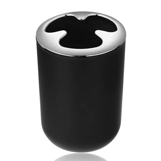 KTX-792403 6-Piece Black and White Plastic Bathroom Accessory Set for Modern Home Décor