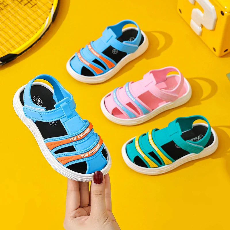 KTX-591315 Customizable Summer Kids' High-Quality Gladiator Sandals Outdoor Beach Jelly Flat Sandals for Toddler Girls