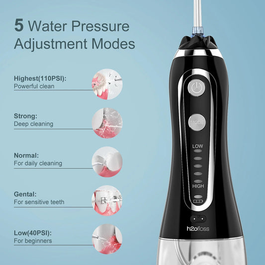 KTX-192275 Cordless Dental Water Flosser with 5 Cleaning Modes for Effective Oral Care
