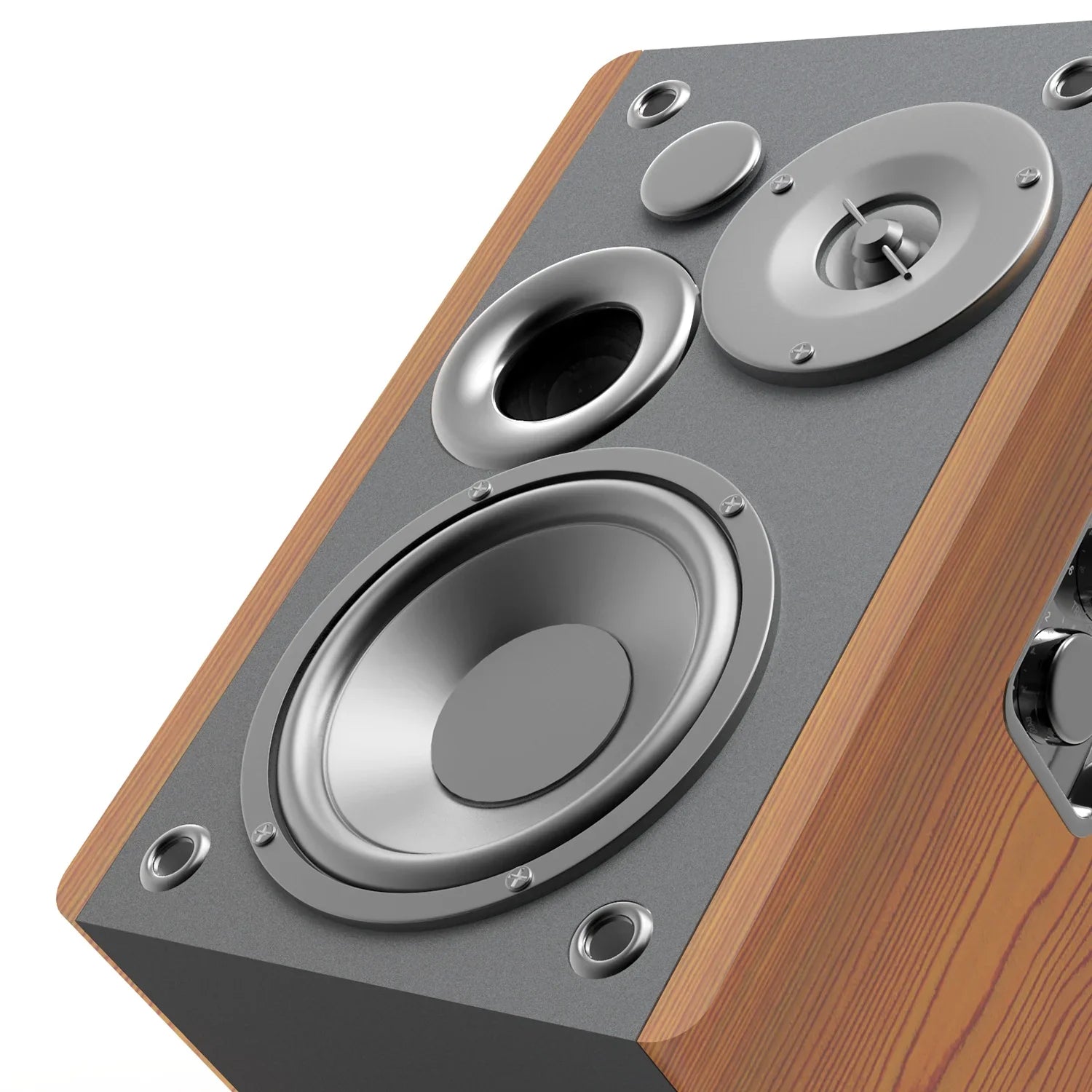 KTX-237075 Active Wood Grain 60W Bookshelf Speakers with Super Bass Sound System