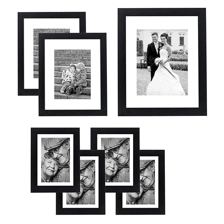 KTX-947795 A4 Size Black MDF Photo Frame for Wall Hanging and Freestanding Display