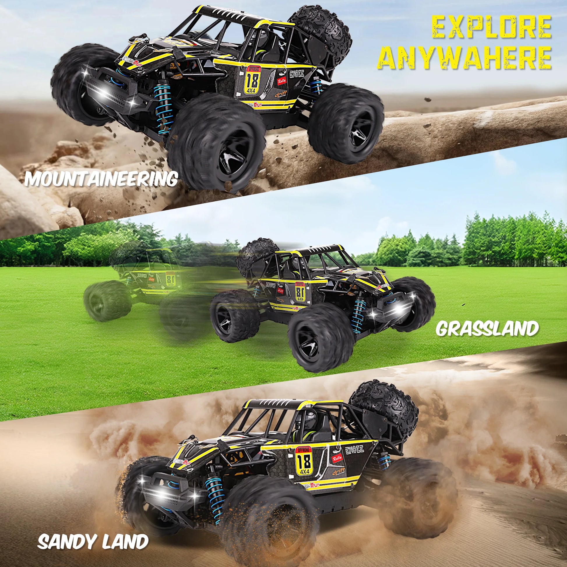 KTX-380179 1:18 Scale Waterproof Remote Control Car with High Speed up to 60km/h, 2.4GHz Control, USB Charging, Indoor/Outdoor Use