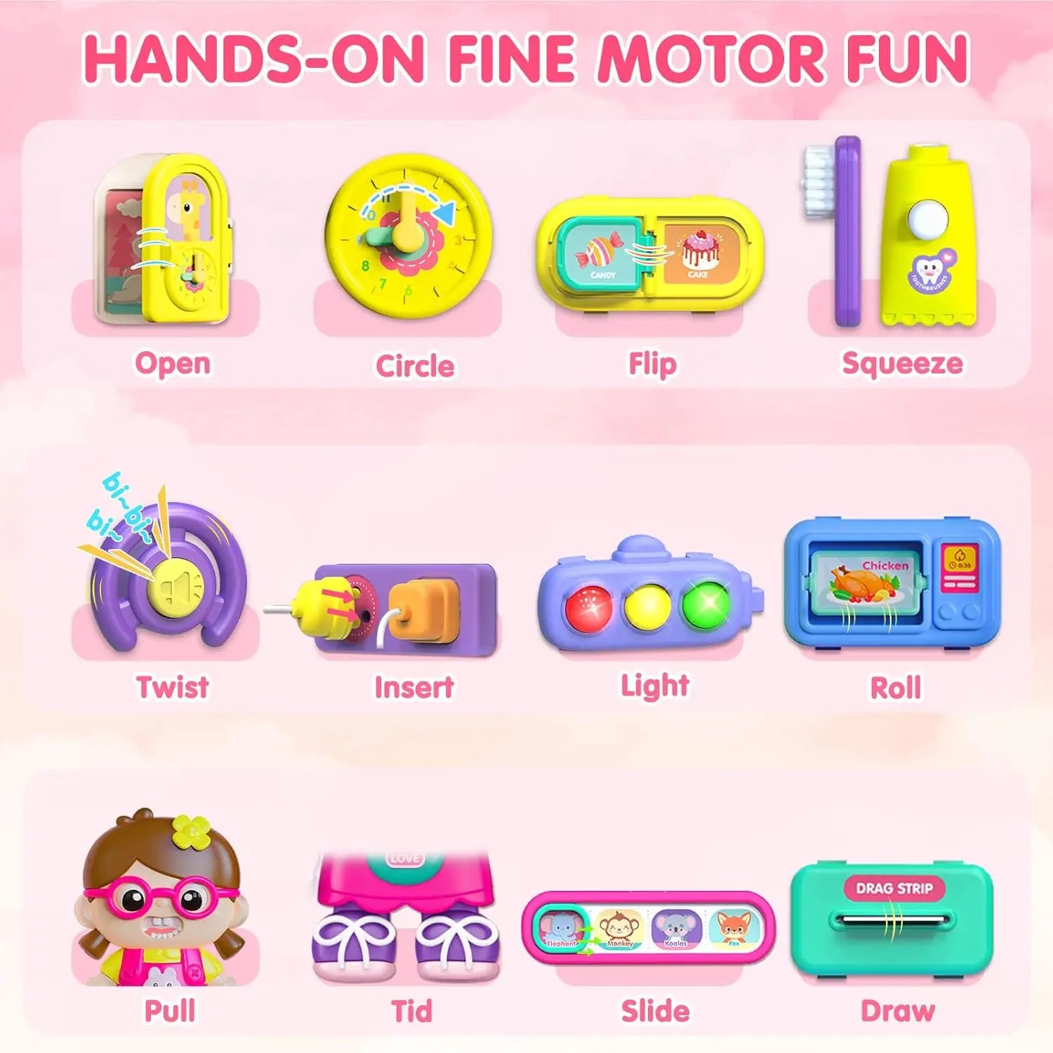 KTX-182419 Montessori Busy Board for Babies and Toddlers - Educational Toy for Early Development