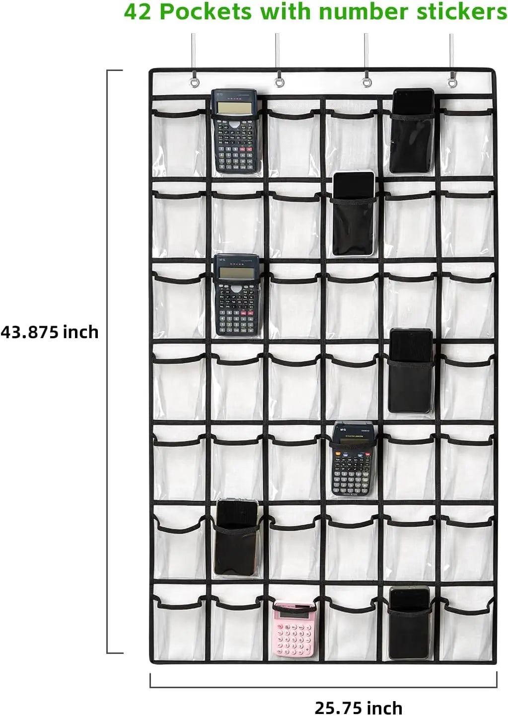 KTX-843987 42-Pocket Classroom Organiser for Phones and Calculators - Clear Display Chart