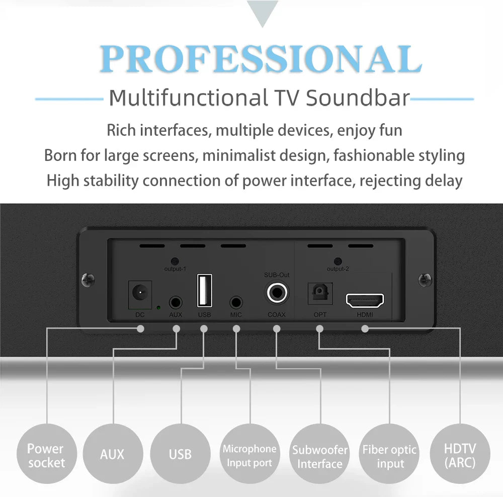 KTX-122963 70W Wireless Sound Bar with Subwoofer - Home Theater Surround Sound System, Multi-Function Audio, and Custom Sound Modes