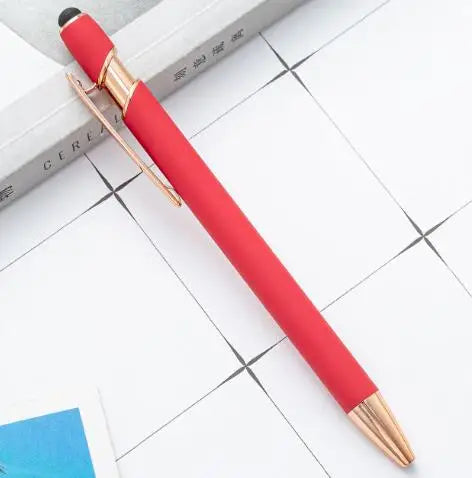 KTX-324307 2 in 1 Multifunctional Stylus and Metal Ballpoint Pen with Custom Logo, Soft Touch Rubber Body, Rose Gold Finish