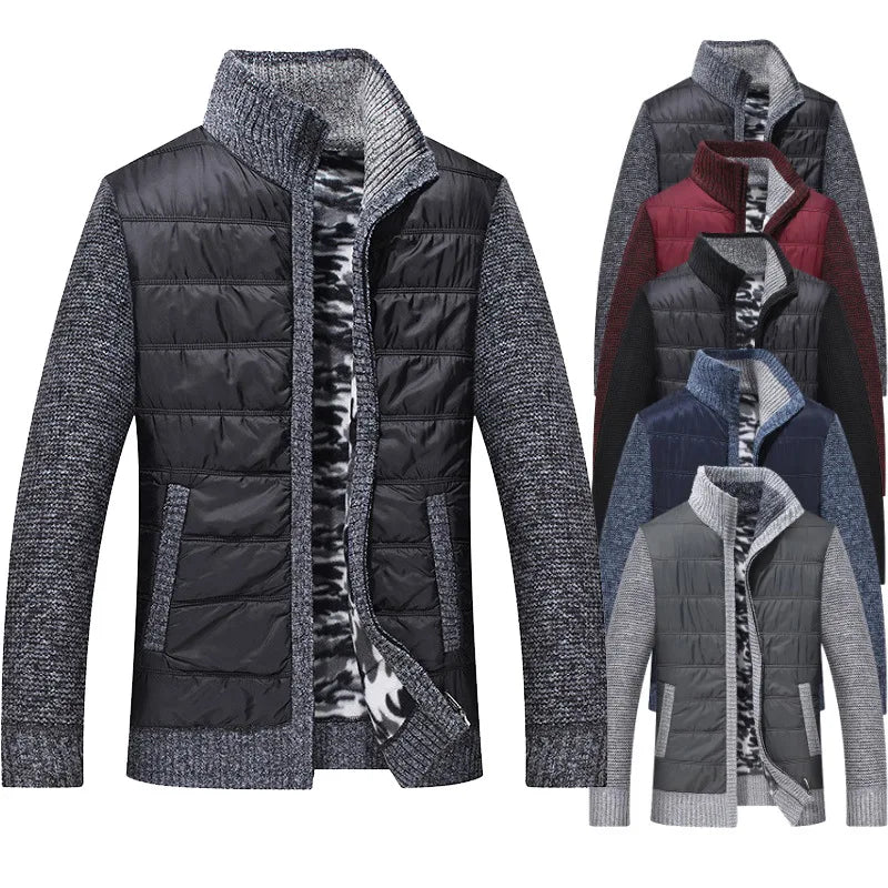 KTX-112147 Men's Customized Sweater Jacket Winter Padded Thickened Jacket Casual Standing Collar Knitted Pullover