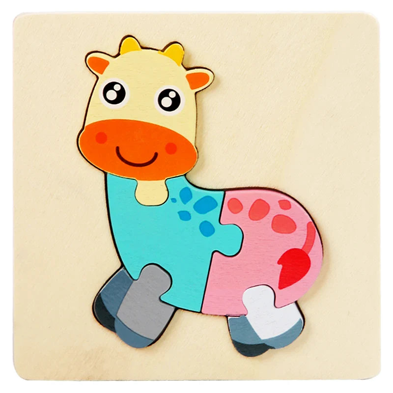 KTX-515475 3D Animal Snap Puzzle Jigsaw Board Toy for Children's Early Learning and Development