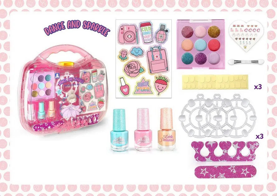 KTX-818515 Kids Pretend Makeup Set – Non-Toxic DIY Cosmetic Play Kit for Girls Ages 2-7, Portable Box Included