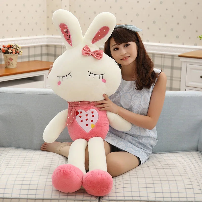 KTX-033171 Super Soft Cotton Bunny Plush Doll Toy - Embroidered Weighted Rabbit Stuffed Animal for Birthdays