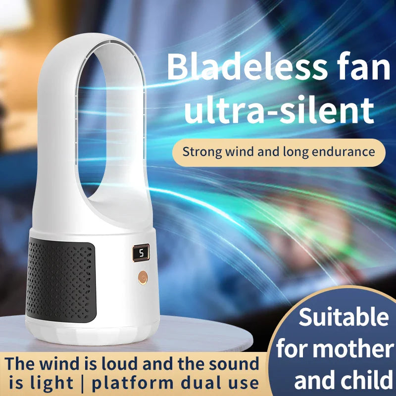 KTX-672147 Portable Bladeless Desk Fan – Rechargeable Personal Cooling Device for Home and Office Use