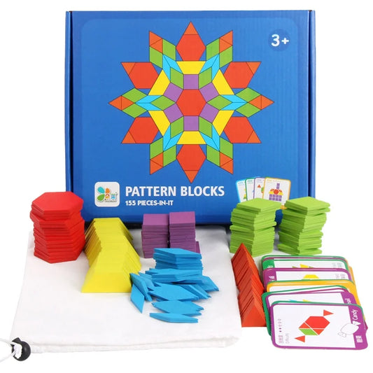 KTX-318867 155 Piece Educational Wooden Tangram Puzzle for Brain Teasers and Montessori Learning