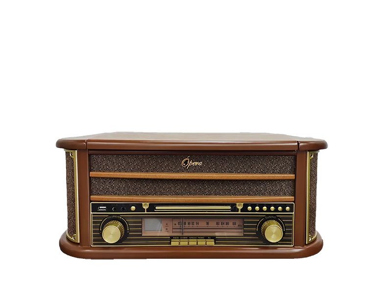 KTX-612179 Multifunctional Retro Wooden Turntable with AM FM Radio, USB and Bluetooth Connectivity, Plays Vinyl Records, CDs, and Tapes