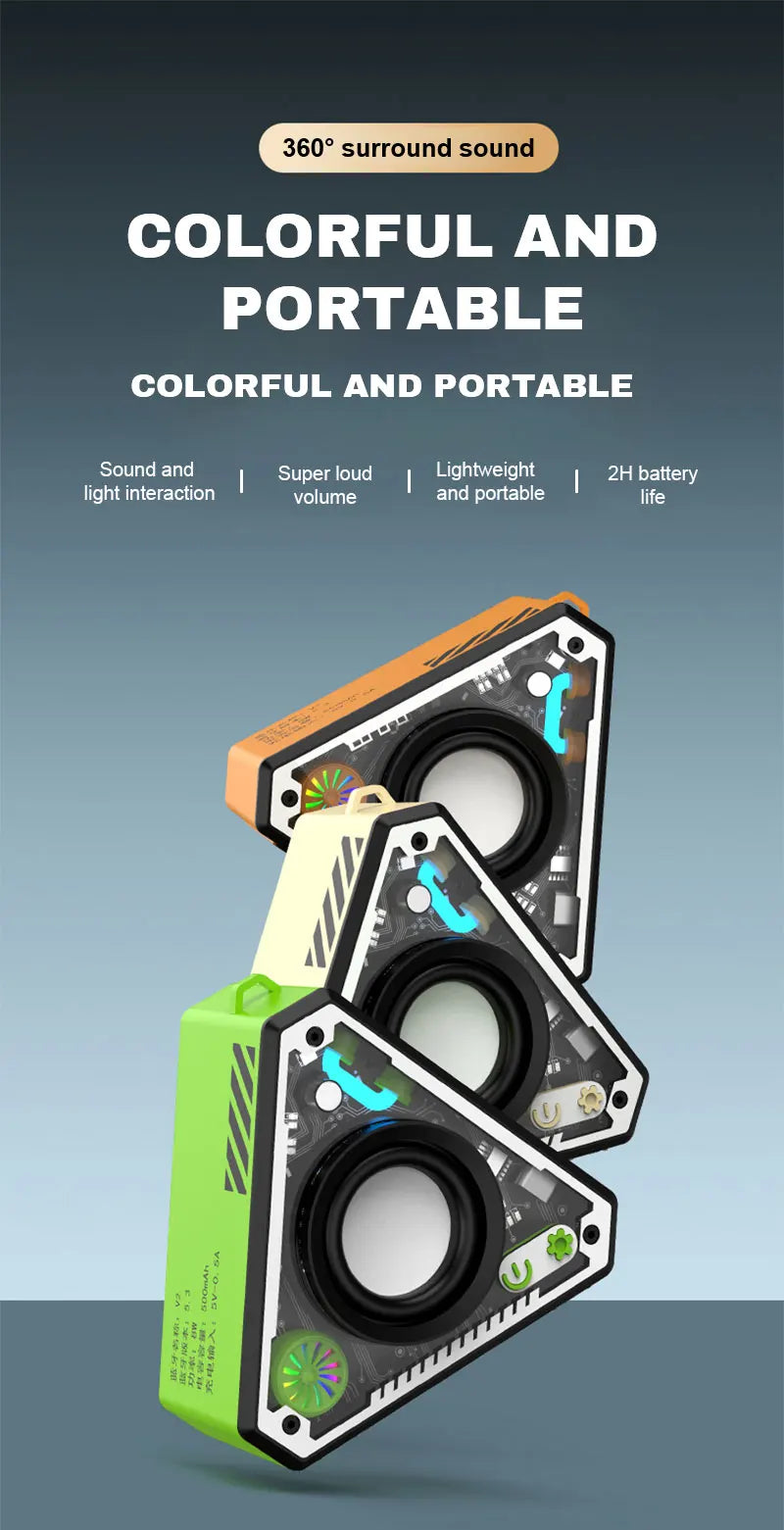 KTX-073235 Transparent Wireless Bluetooth Speaker with LED Lights and Mini Subwoofer - TWS Stereo Sound Box
