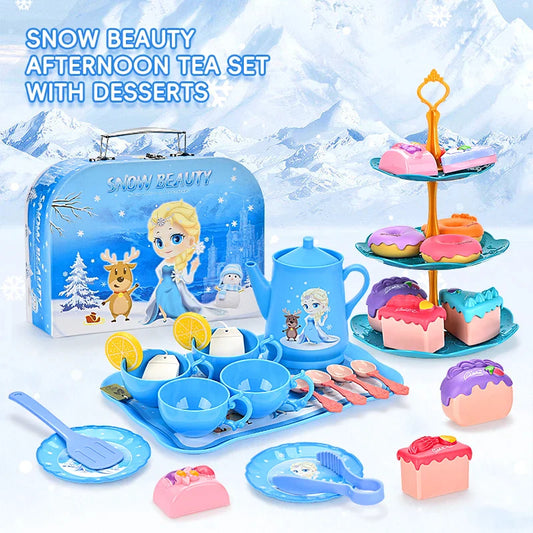 KTX-389011 Colourful Snow Princess Pretend Kitchen Afternoon Tea Set for Children
