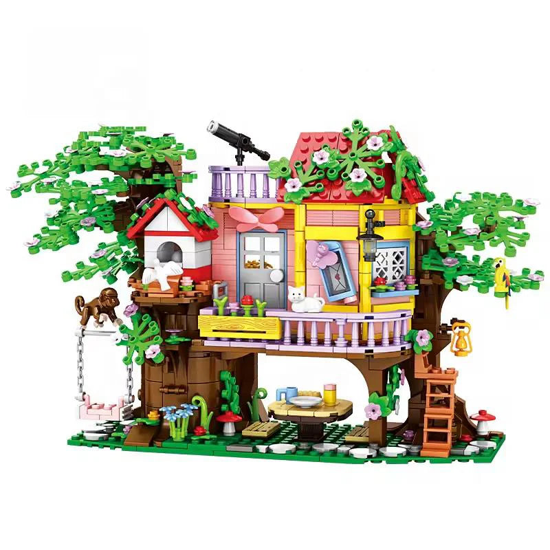 KTX-046355 Kid's Mini Micro Building Block Tree House Construction Set with 840 Pieces for Ages 5 and Up