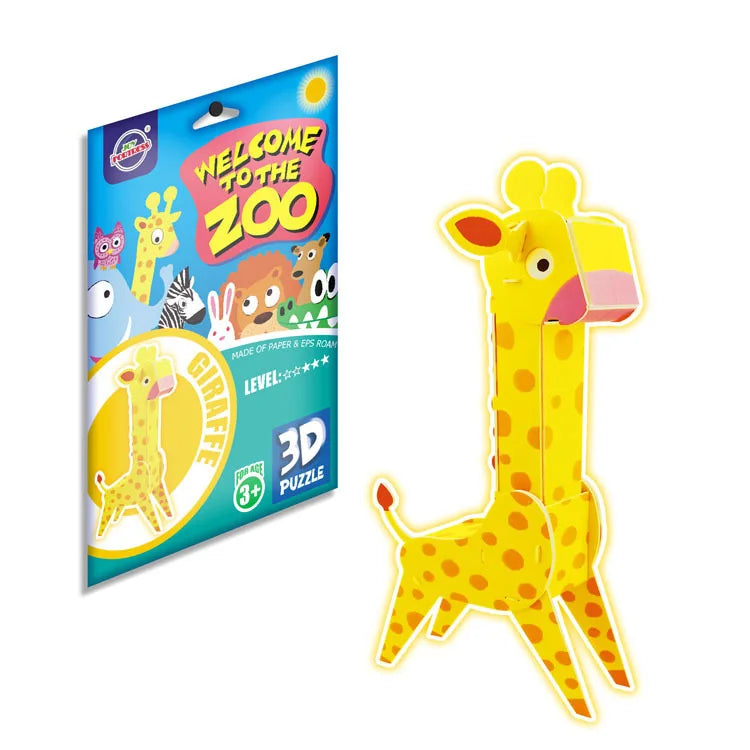 KTX-884819 3D Cardboard Animal Model Puzzle - DIY Educational Early Learning Toy for Creative Play