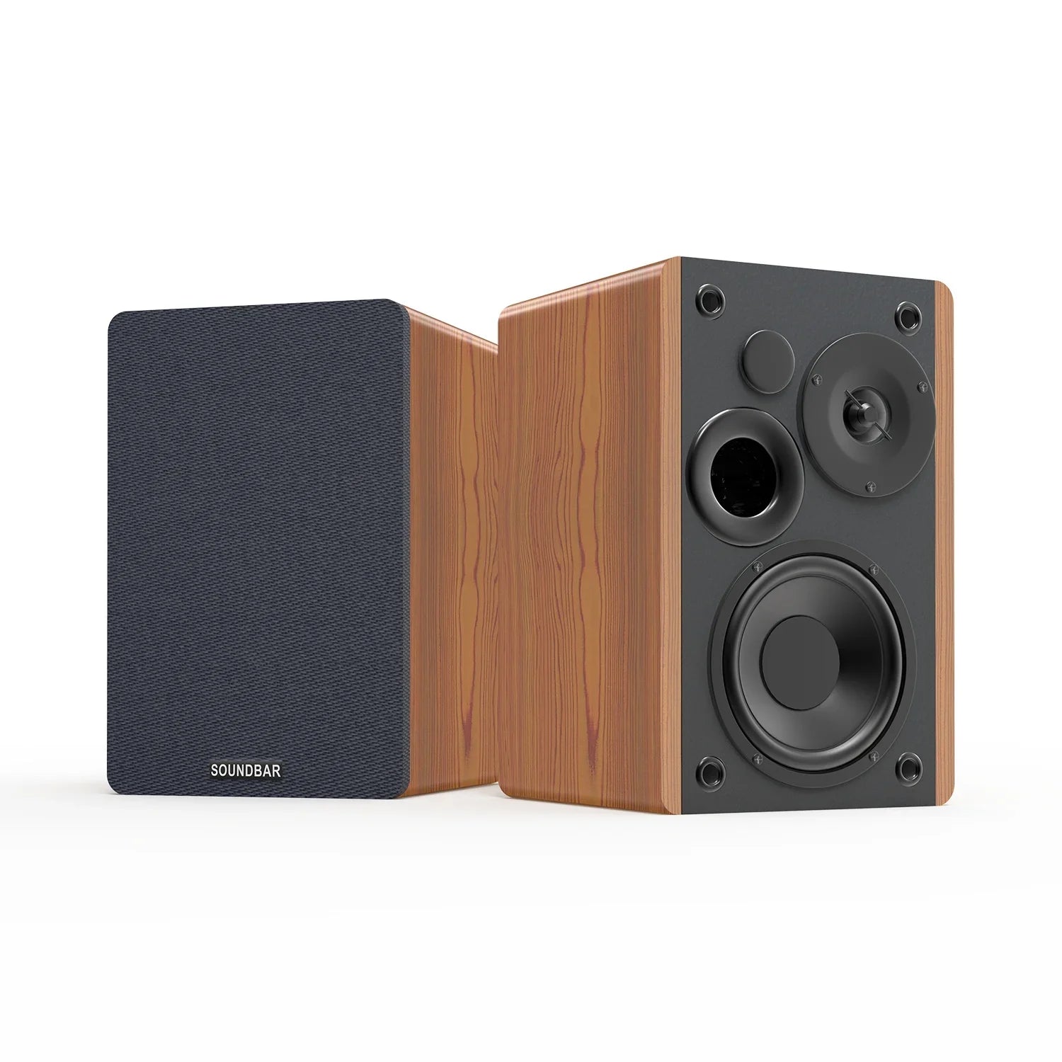 KTX-237075 Active Wood Grain 60W Bookshelf Speakers with Super Bass Sound System